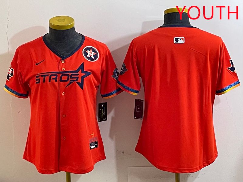 Youth Houston Astros Blank Orange Fourth generation Joint Name 2025 Nike MLB Jersey style 2->youth mlb jersey->Youth Jersey
